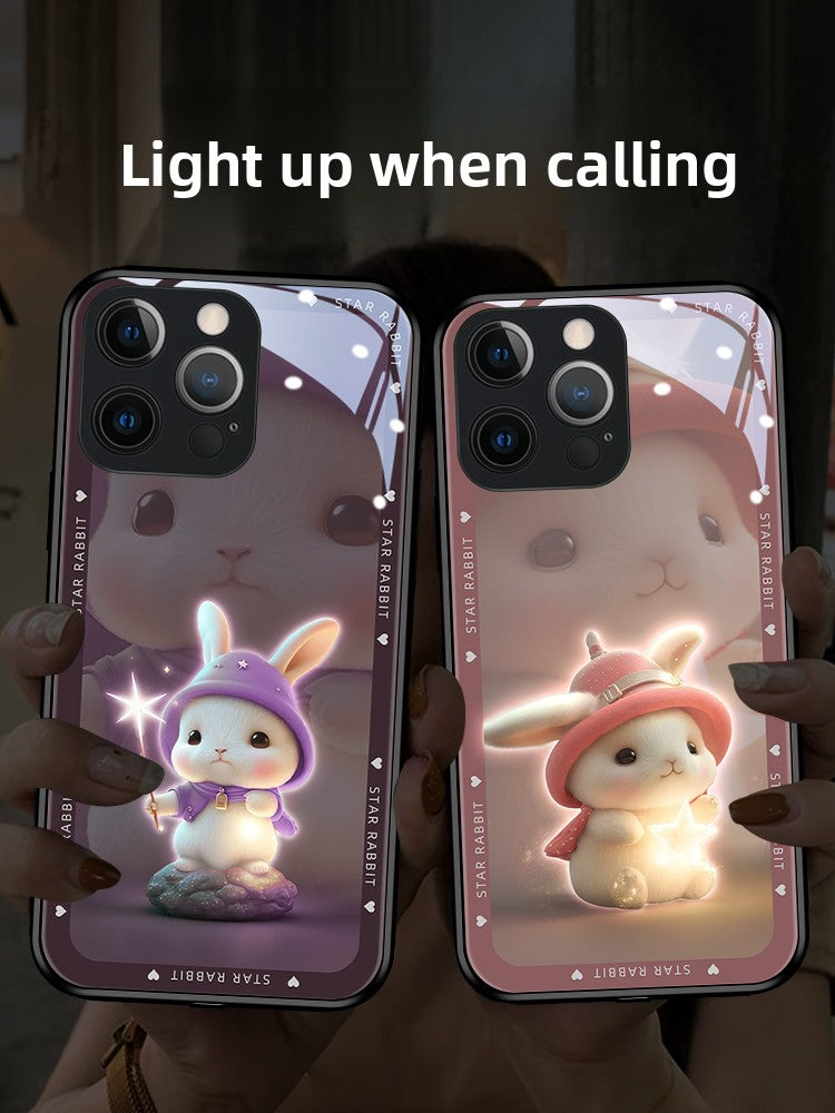 Starry Rabbit Light-Up iPhone Case | Tempered Glass | Glows on Calls