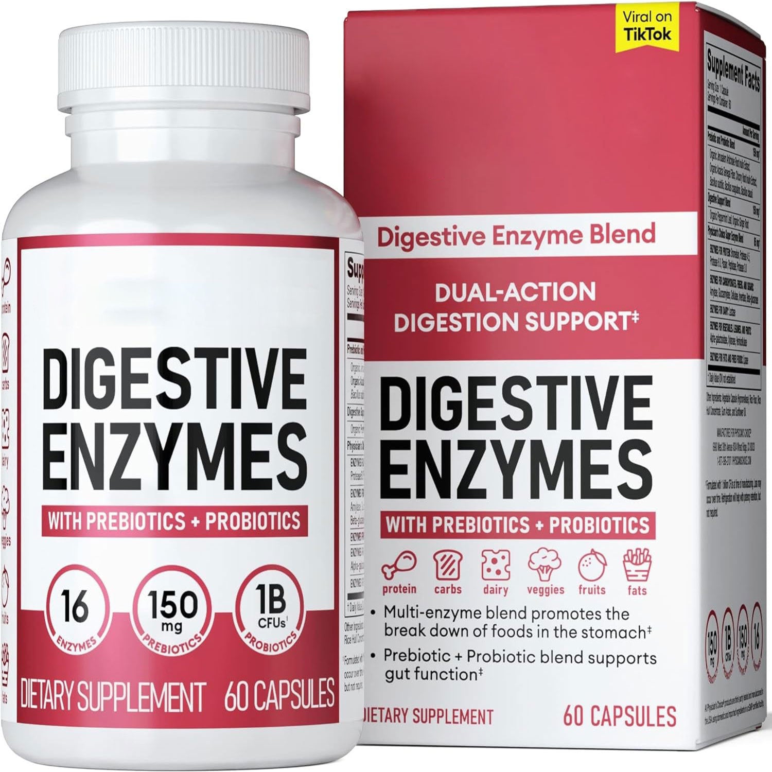 Probiótico 60 Mil Millones UFC + Enzimas Digestivas | Salud Intestinal