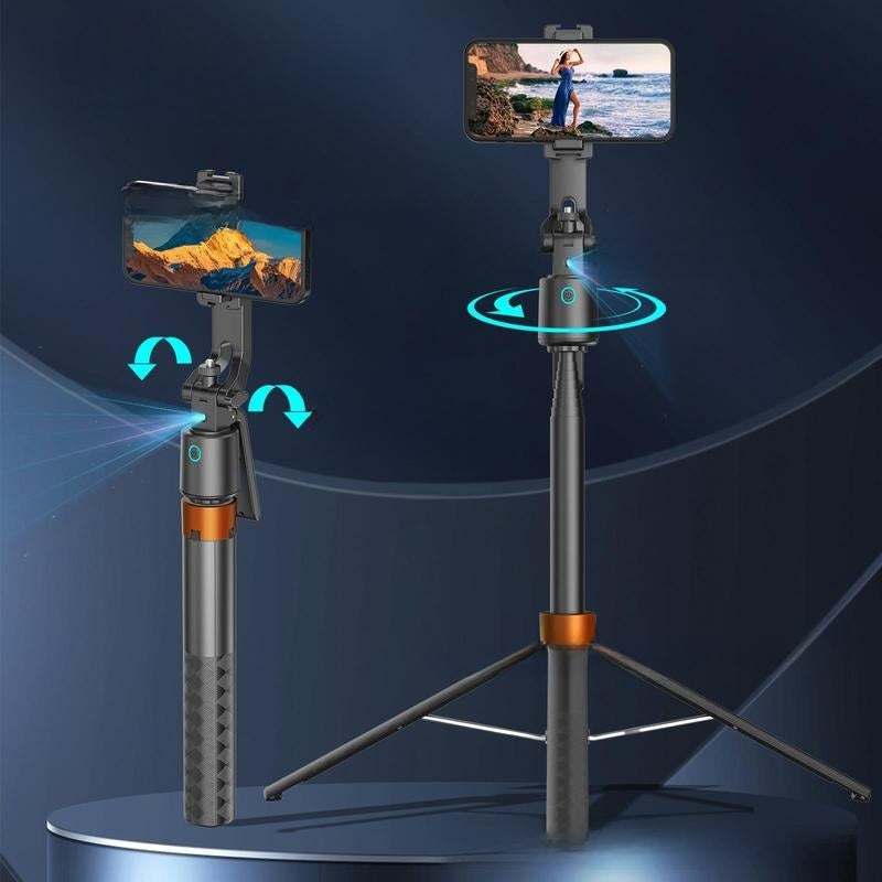 Gimbal Selfie Stick con IA y Seguimiento Facial – 1.8m, Rotación 360°, Streaming y Vlogging