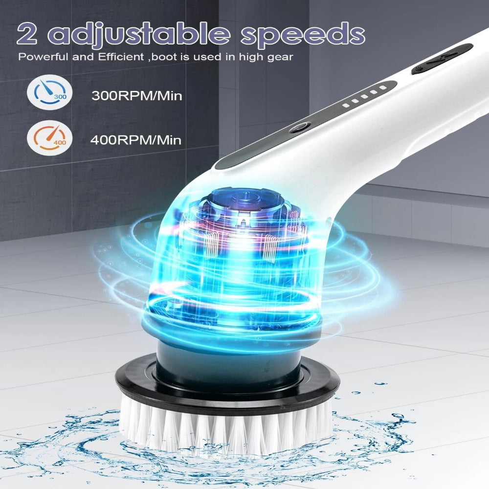ALTSON Electric Spin Scrubber — 9 Replaceable Brush Heads, Extendable Rod & 90-Min Battery