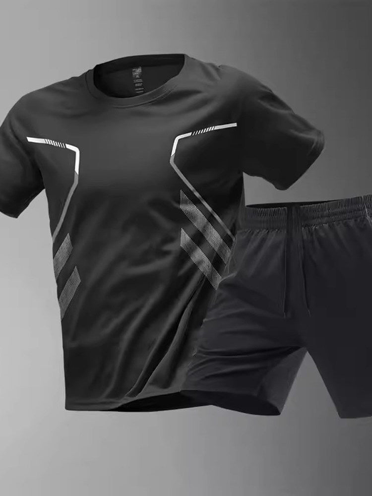 Conjunto Deportivo Hombre Seda de Hielo Camiseta + Shorts Secado Rápido 3 Colores M-5XL | Men's Ice Silk Quick-Dry Sports T-Shirt & Shorts Set