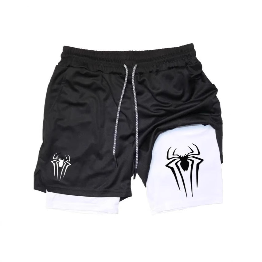 Shorts de Compresión Hombre Estampado Araña Y2K Malla Transpirable 14 Colores M-3XL | Men's Spider Print Compression Sports Shorts