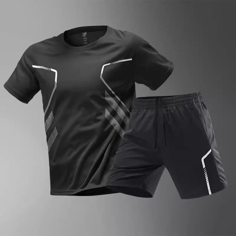 Conjunto Deportivo Hombre Seda de Hielo Camiseta + Shorts Secado Rápido 3 Colores M-5XL | Men's Ice Silk Quick-Dry Sports T-Shirt & Shorts Set
