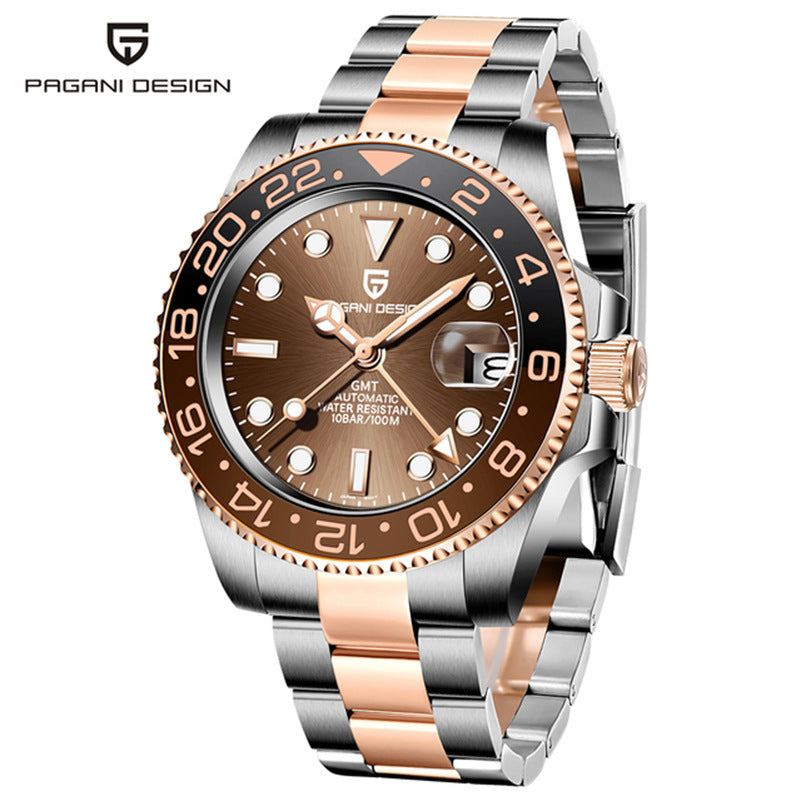 Reloj Mecánico GMT PAGANI DESIGN – Cristal Zafiro, Luminoso, 100m, 24 Estilos