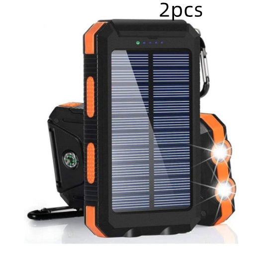 Power Bank Solar 20000 mAh con Doble Faro LED – Batería Externa Portátil