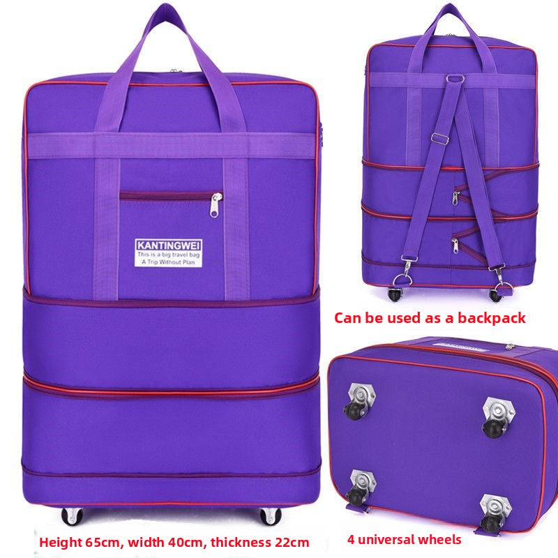 Expandable Oxford Cloth Travel Suitcase | 56-75L | Stainless Steel Wheels | S-XL