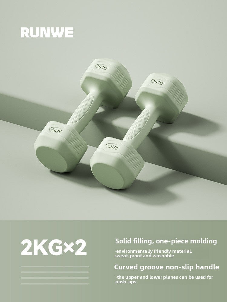 Hexagonal PVC Fitness Dumbbells | Non-Roll | 2kg-8kg | 4 Colors