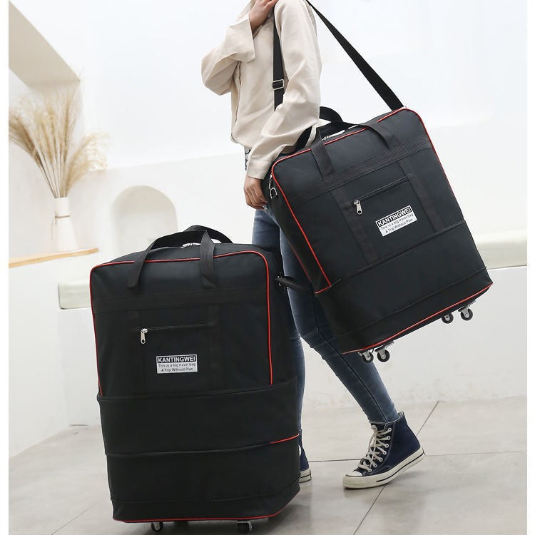 Expandable Oxford Cloth Travel Suitcase | 56-75L | Stainless Steel Wheels | S-XL