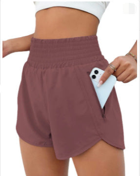 Shorts Deportivos Mujer Cintura Alta Tela Elástica Anti-Exposición S-XXXL | Women High Waist Sport Shorts