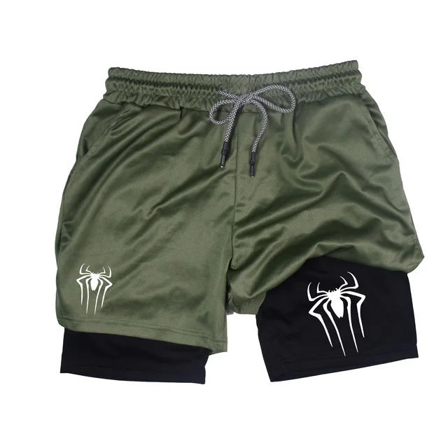 Shorts de Compresión Hombre Estampado Araña Y2K Malla Transpirable 14 Colores M-3XL | Men's Spider Print Compression Sports Shorts