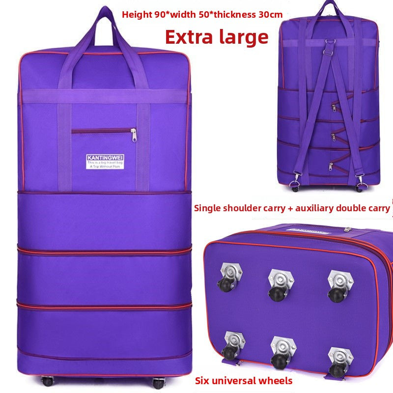 Expandable Oxford Cloth Travel Suitcase | 56-75L | Stainless Steel Wheels | S-XL