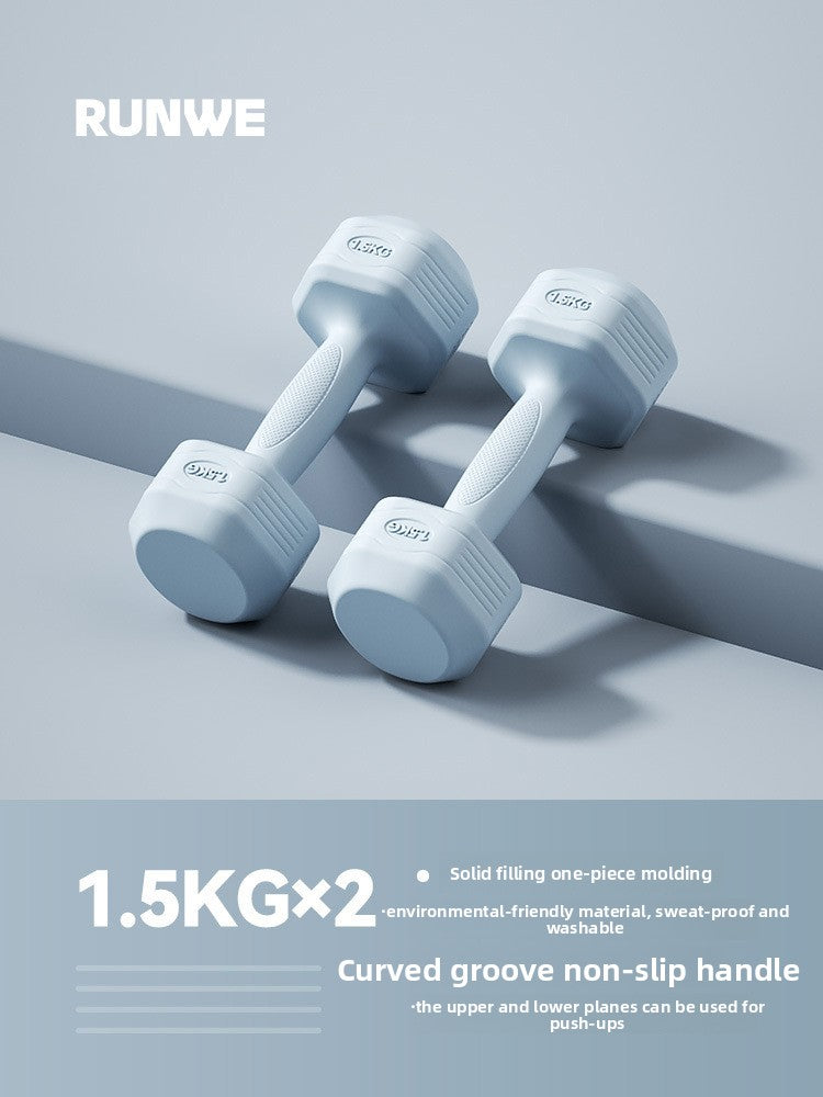 Hexagonal PVC Fitness Dumbbells | Non-Roll | 2kg-8kg | 4 Colors