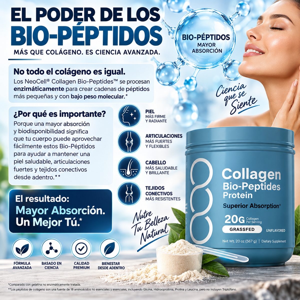Collagen Bio-Peptides Powder 567g | High Absorption | Colágeno en Polvo