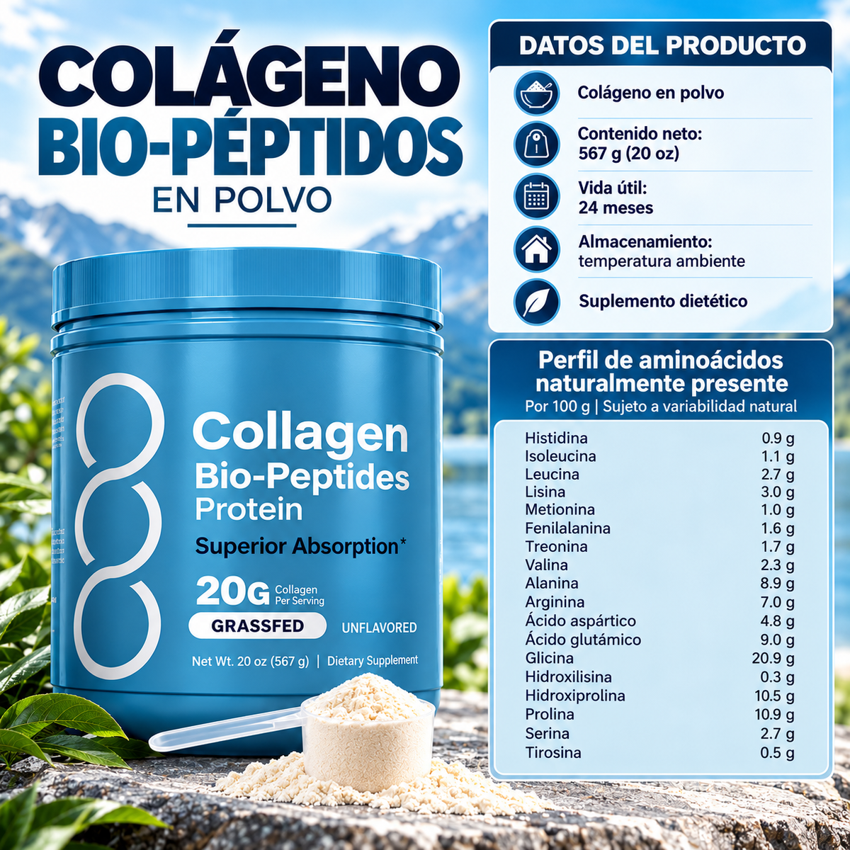 Collagen Bio-Peptides Powder 567g | High Absorption | Colágeno en Polvo