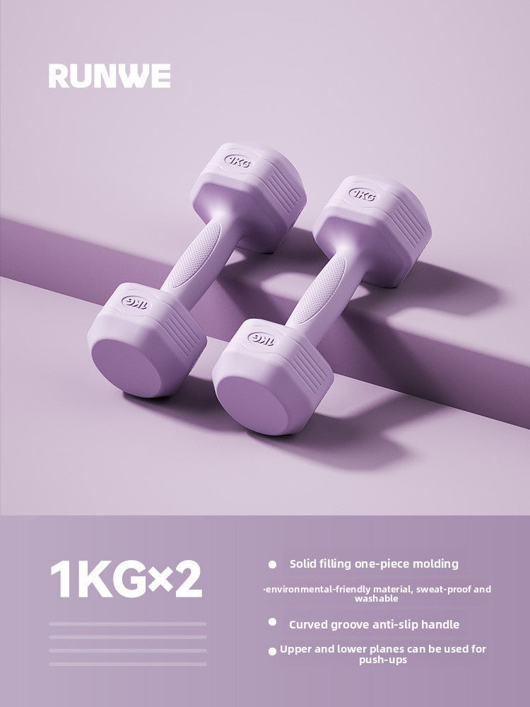 Hexagonal PVC Fitness Dumbbells | Non-Roll | 2kg-8kg | 4 Colors
