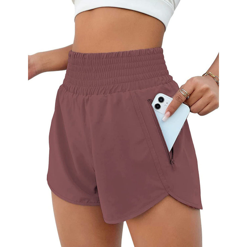 Shorts Deportivos Mujer Cintura Alta Tela Elástica Anti-Exposición S-XXXL | Women High Waist Sport Shorts