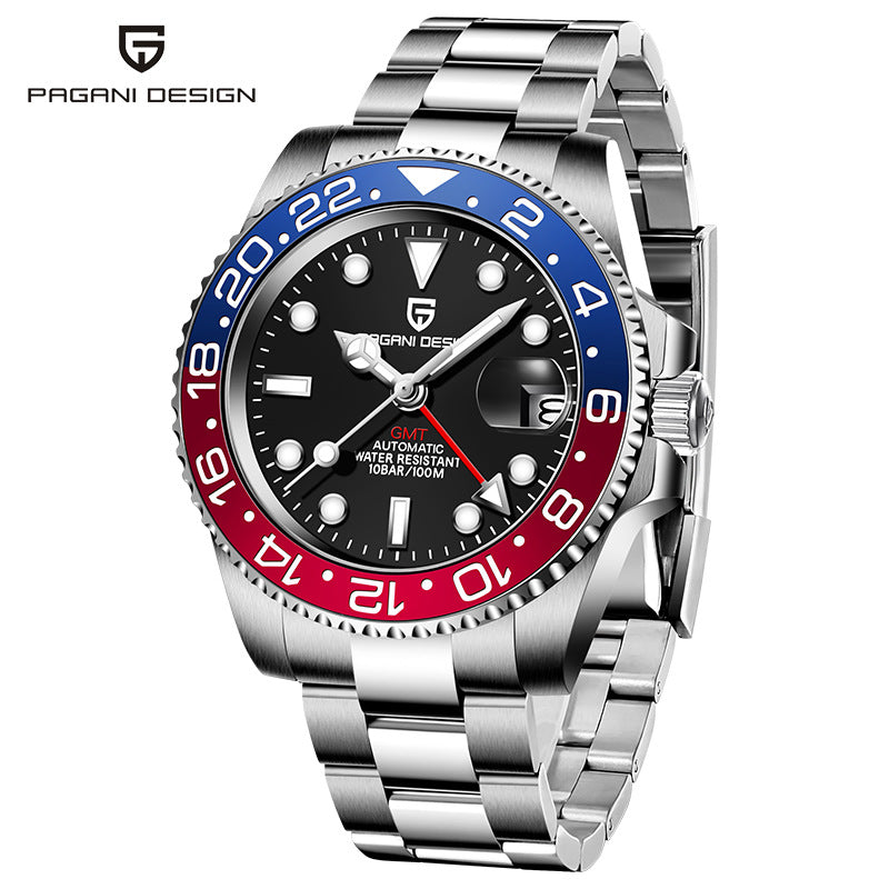 Reloj Mecánico GMT PAGANI DESIGN – Cristal Zafiro, Luminoso, 100m, 24 Estilos