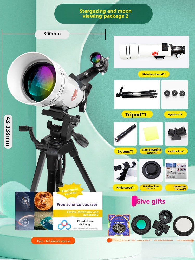 Telescopio Astronómico Refractivo 200x 70mm – Kit Completo con Oculares y Trípode