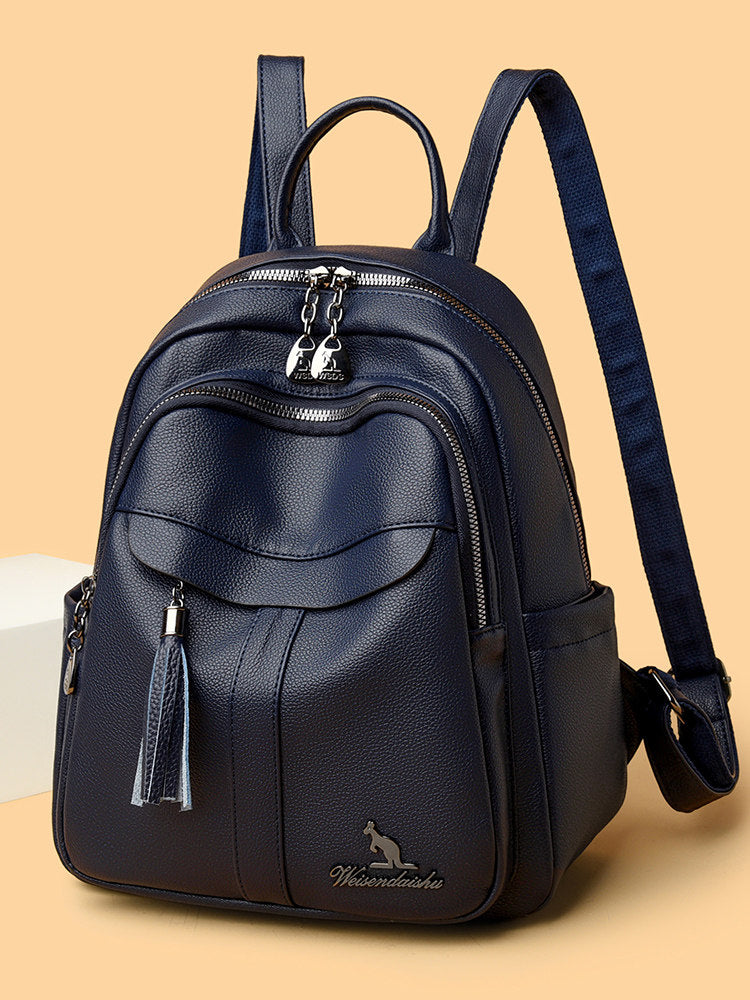 Mochila de Cuero Genuino para Mujer – Piel de Vaca, Laptop 14", Ligera, 3 Estilos