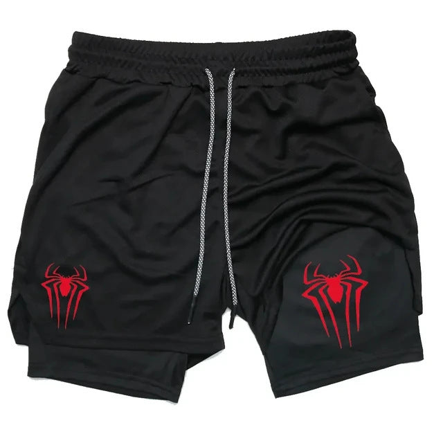 Shorts de Compresión Hombre Estampado Araña Y2K Malla Transpirable 14 Colores M-3XL | Men's Spider Print Compression Sports Shorts
