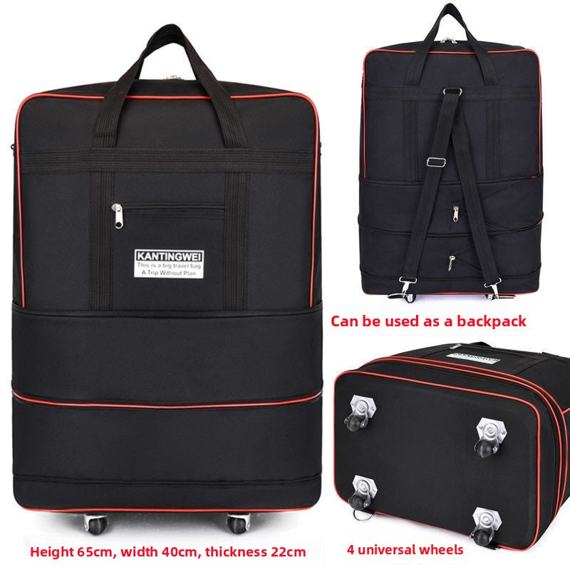 Expandable Oxford Cloth Travel Suitcase | 56-75L | Stainless Steel Wheels | S-XL
