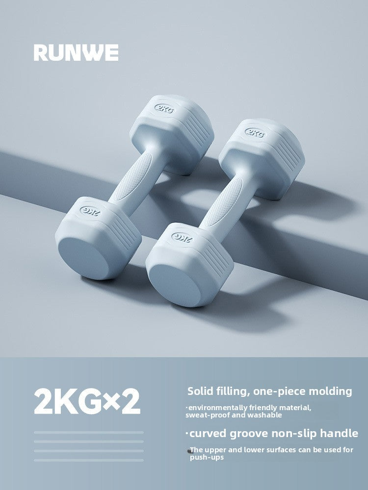 Hexagonal PVC Fitness Dumbbells | Non-Roll | 2kg-8kg | 4 Colors