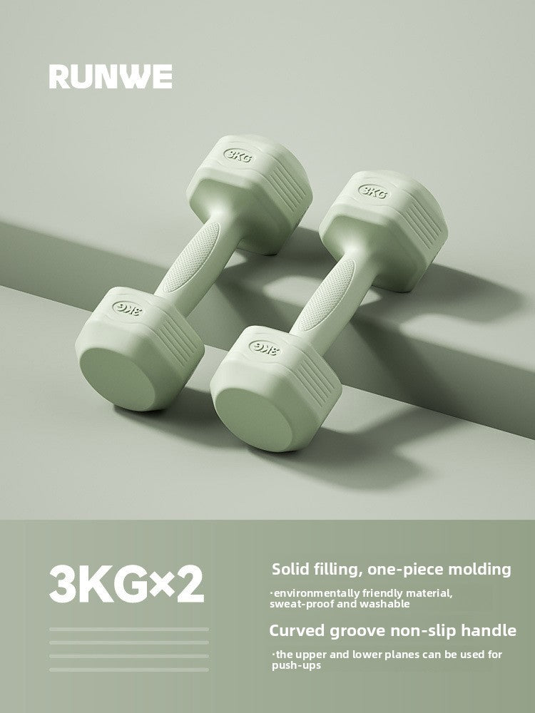 Hexagonal PVC Fitness Dumbbells | Non-Roll | 2kg-8kg | 4 Colors