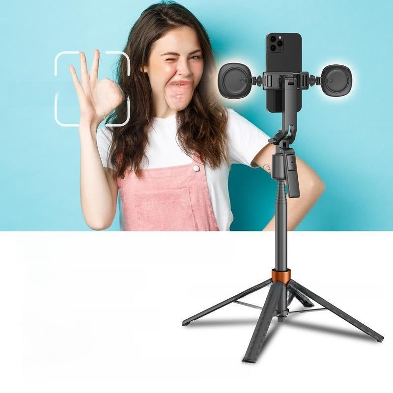 Gimbal Selfie Stick con IA y Seguimiento Facial – 1.8m, Rotación 360°, Streaming y Vlogging