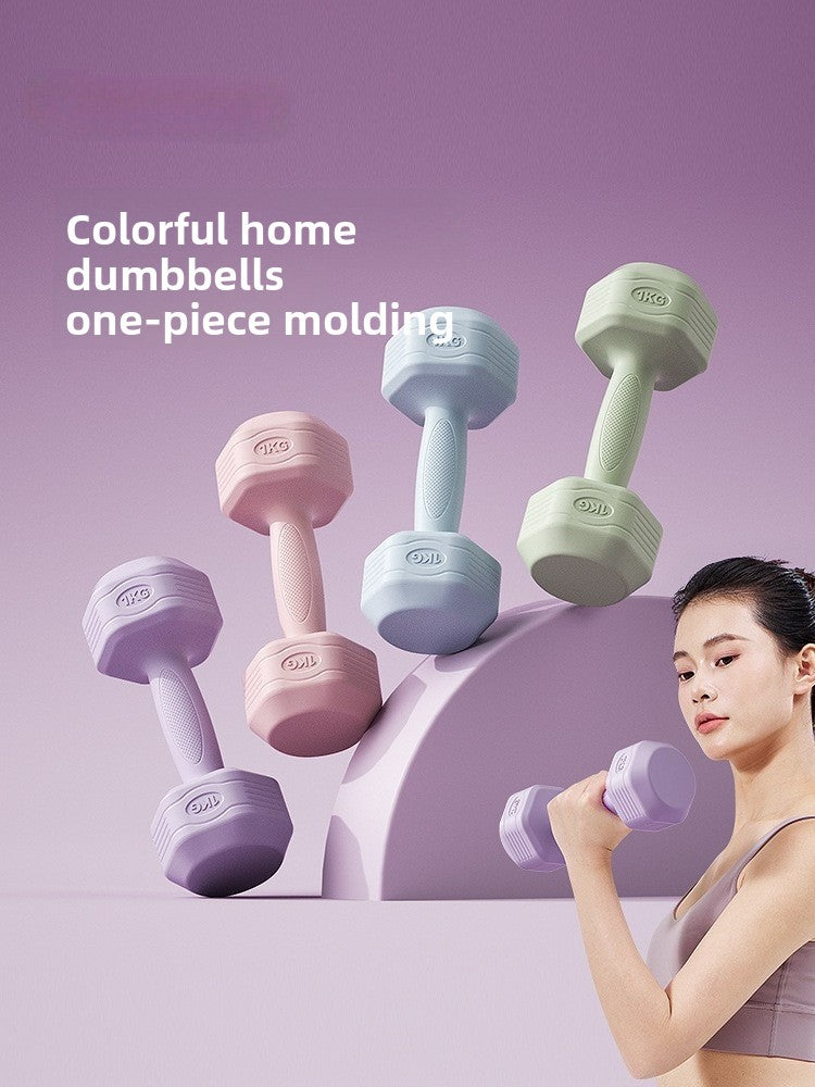 Hexagonal PVC Fitness Dumbbells | Non-Roll | 2kg-8kg | 4 Colors