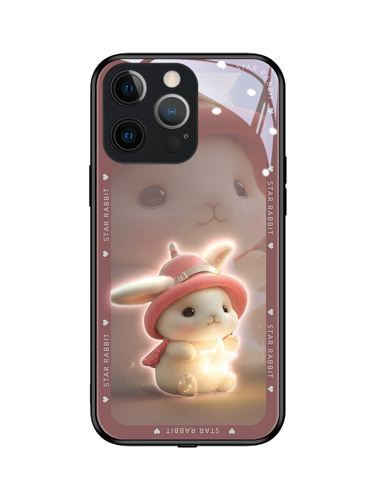 Starry Rabbit Light-Up iPhone Case | Tempered Glass | Glows on Calls