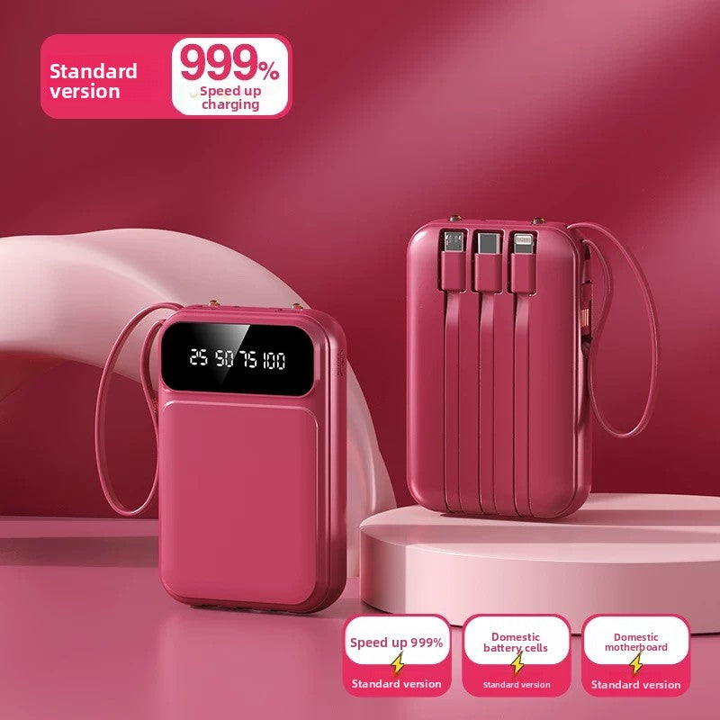 Banco de Energía Portátil 10000mAh con Cables Integrados – Carga Rápida PD 3.0