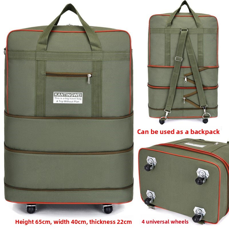 Expandable Oxford Cloth Travel Suitcase | 56-75L | Stainless Steel Wheels | S-XL