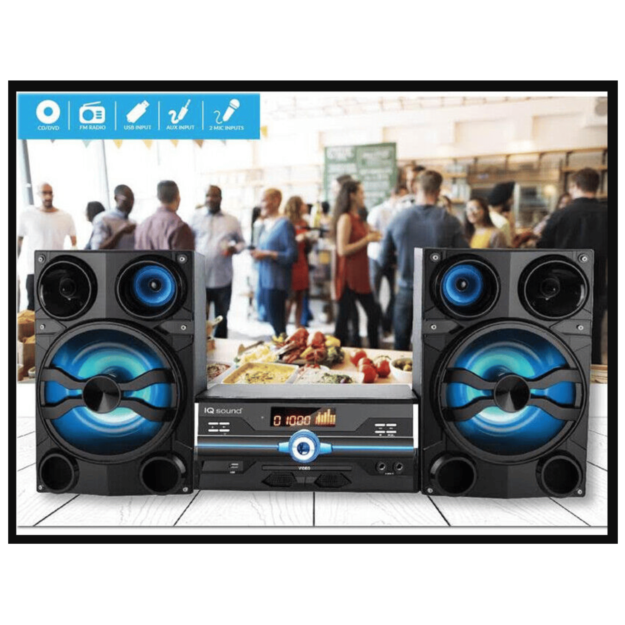 Sistema de Audio HiFi IQ Sound con Bluetooth, USB, AUX y Micrófono