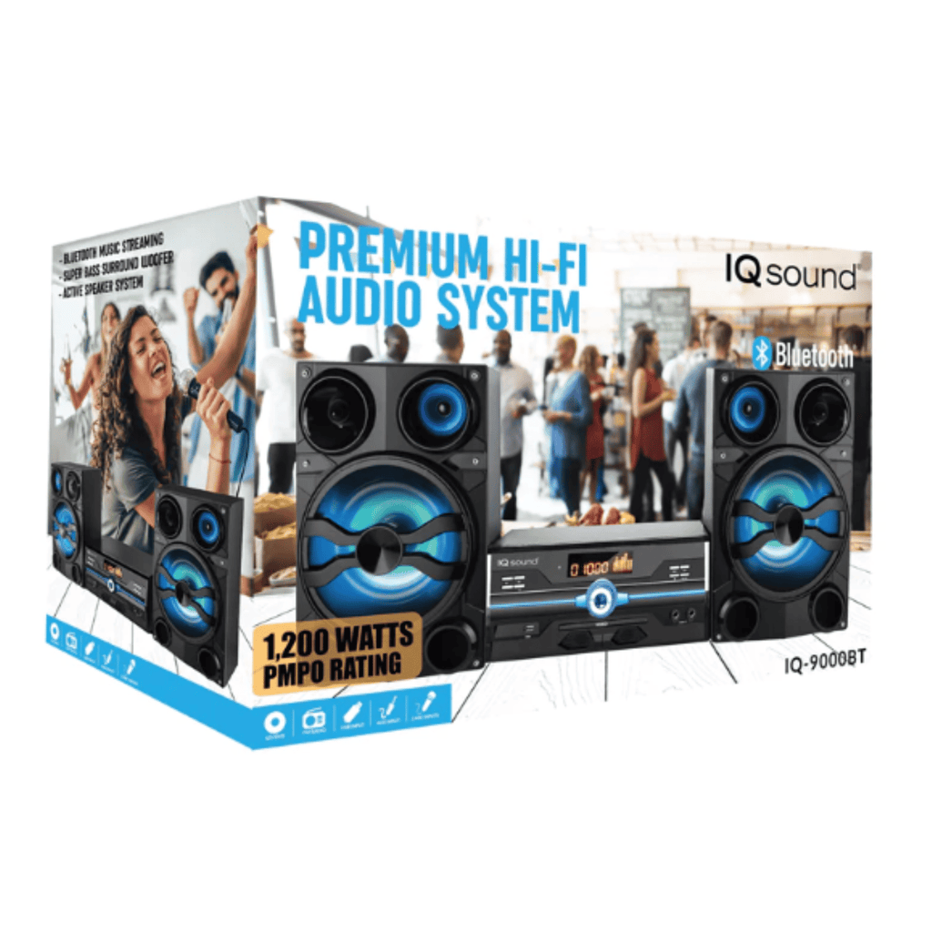 Sistema de Audio HiFi IQ Sound con Bluetooth, USB, AUX y Micrófono
