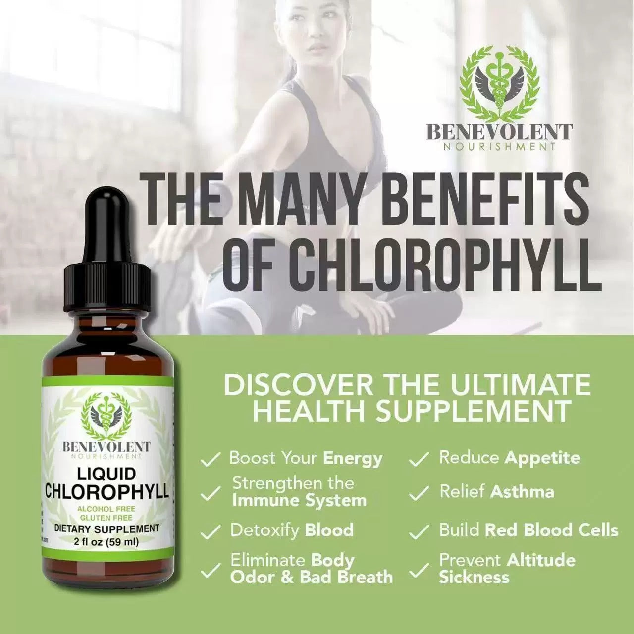 Gotas de Clorofila Líquida ALTSON — Cuidado Intestinal y Eliminación del Mal Olor Corporal