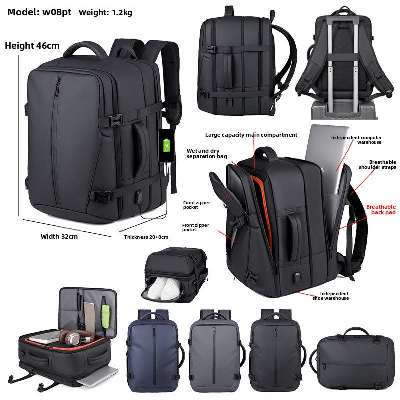 Multifunctional Business Laptop Backpack | Nylon | 20-35L | Fits 16" | Air Cushion | 3 Colors