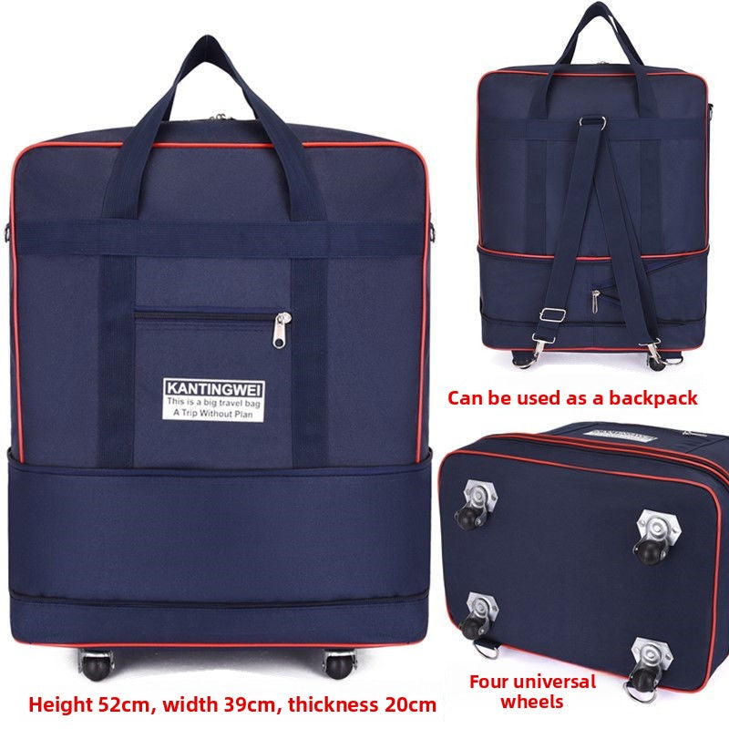 Expandable Oxford Cloth Travel Suitcase | 56-75L | Stainless Steel Wheels | S-XL