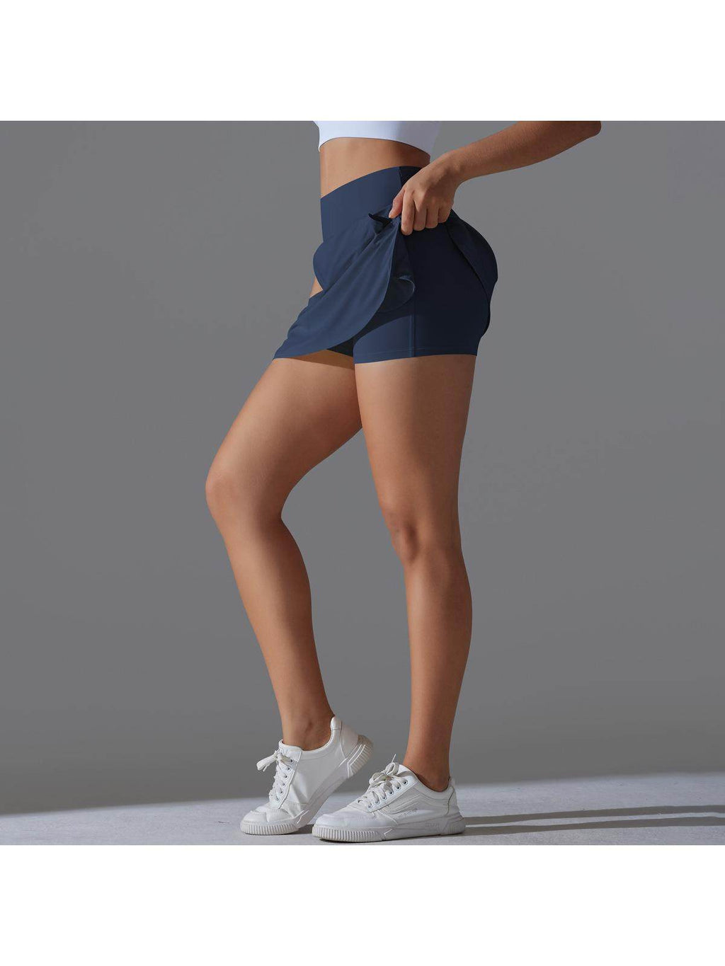 Falda Deportiva Mujer Tenis Yoga Cintura Alta Faux 2 Piezas 100% Poliéster Bolsillo Trasero S-XL 7 Colores | Women Tennis Sports Skirt