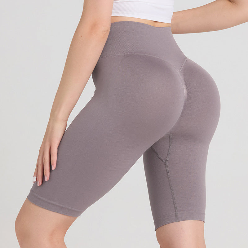 Shorts Yoga Running Mujer Cintura Alta Compresión 95% Nylon 5% Spandex Hip Lifting Moisture-Wicking 5" 14 Colores S-L | Women High Waist Compression Yoga Running Shorts