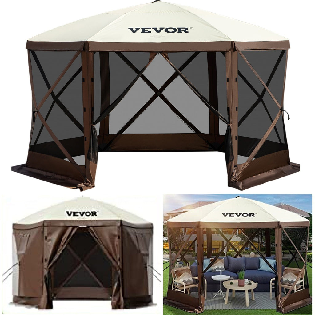 Carpa Gazebo de Camping 6 Lados con Ventanas de Malla
