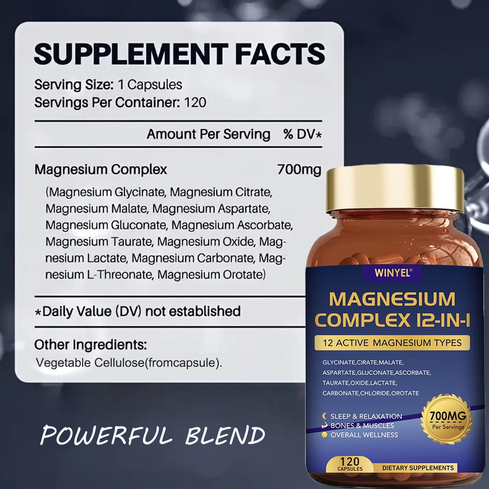 Magnesium Complex 12-in-1 | 700mg | 120 Capsules - Sleep, Calm & Muscle Support