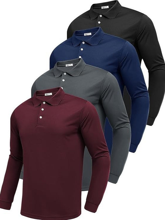Polo Manga Larga Hombre Secado Rápido – Slim Fit, 95% Poliéster, S a XXXL