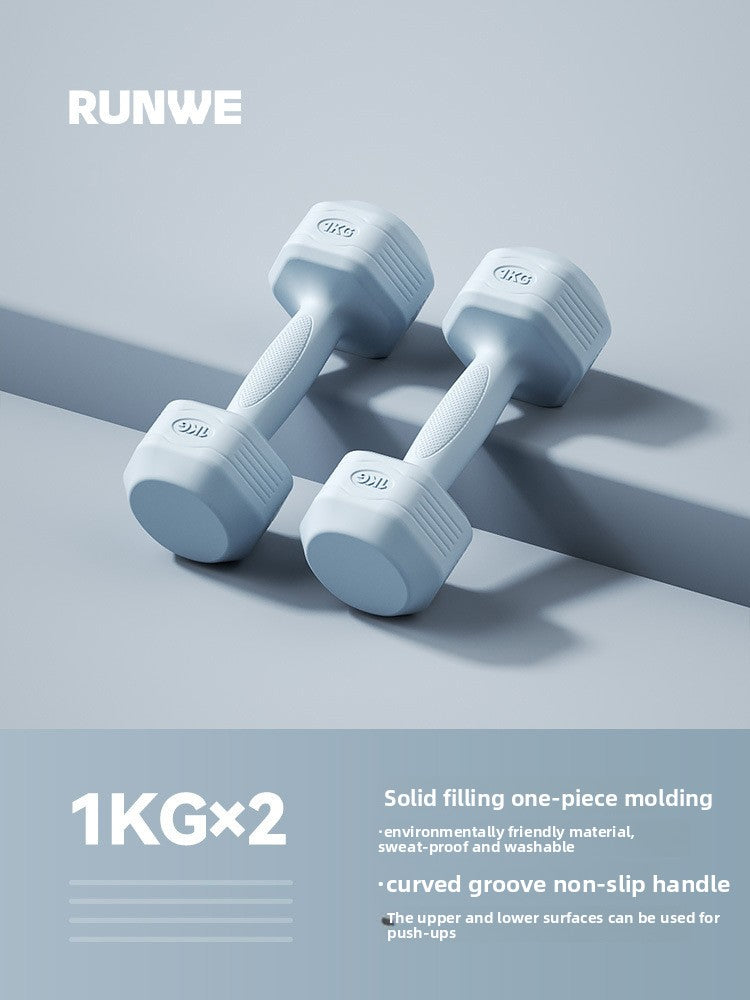 Hexagonal PVC Fitness Dumbbells | Non-Roll | 2kg-8kg | 4 Colors
