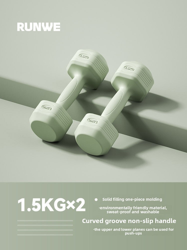 Hexagonal PVC Fitness Dumbbells | Non-Roll | 2kg-8kg | 4 Colors