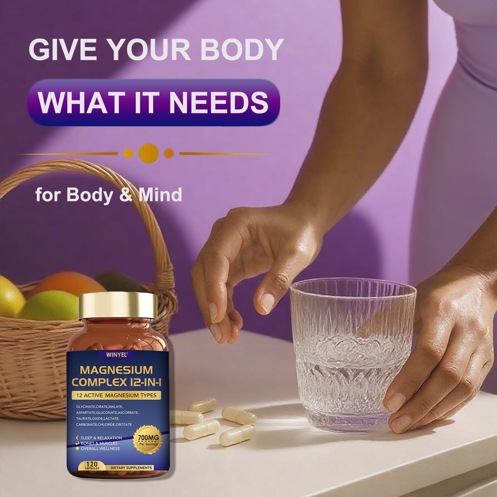 Magnesium Complex 12-in-1 | 700mg | 120 Capsules - Sleep, Calm & Muscle Support