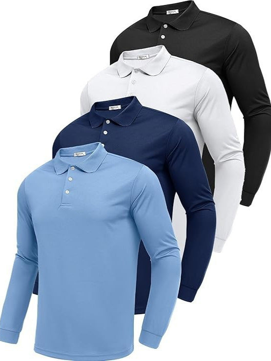 Polo Manga Larga Hombre Secado Rápido – Slim Fit, 95% Poliéster, S a XXXL