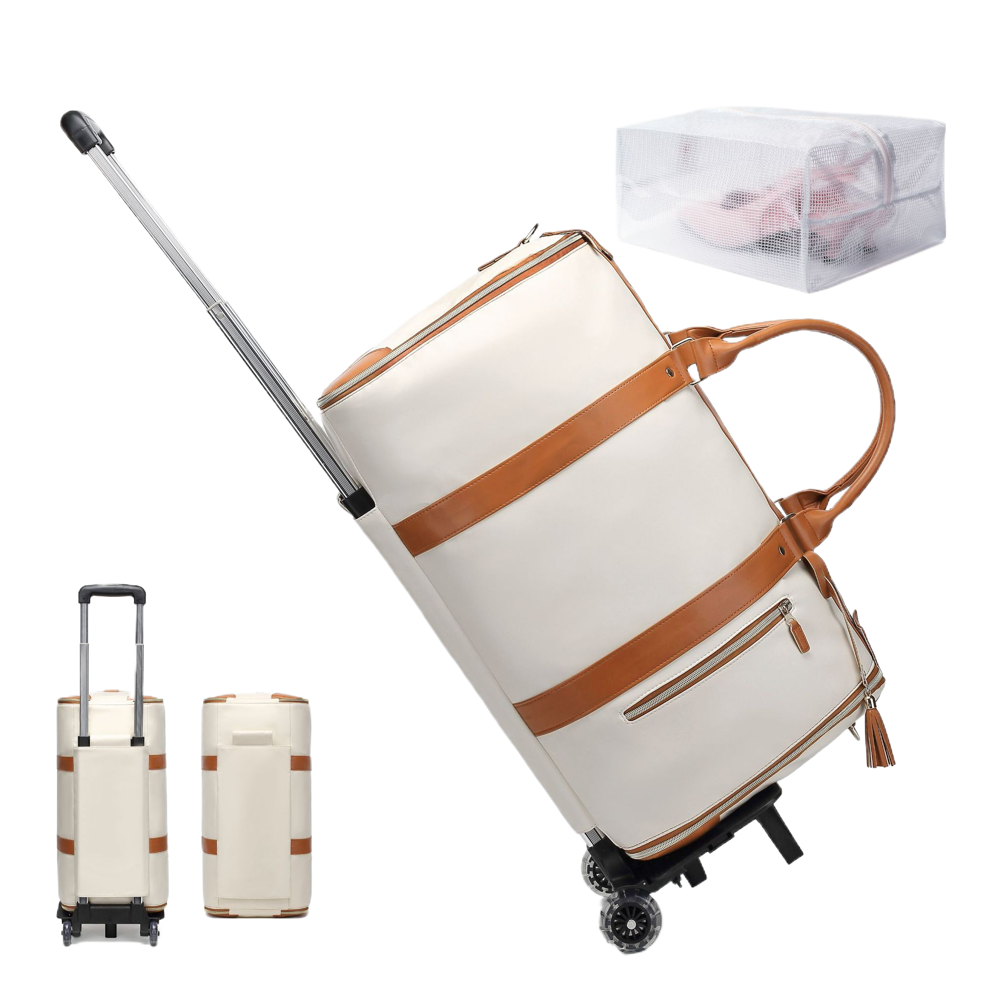 Maleta Trolley Plegable de Viaje – PU 36-55L, Impermeable, Antirrobo, 5 Colores