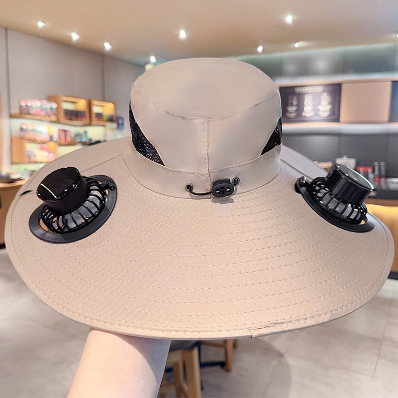 Sombrero Solar con Ventilador Integrado – Protección UV, Recargable USB, 5 Estilos