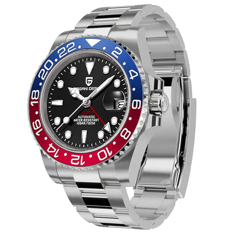 Reloj Mecánico GMT PAGANI DESIGN – Cristal Zafiro, Luminoso, 100m, 24 Estilos