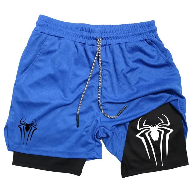 Shorts de Compresión Hombre Estampado Araña Y2K Malla Transpirable 14 Colores M-3XL | Men's Spider Print Compression Sports Shorts